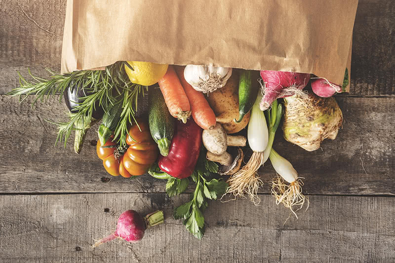 a bag of healthy groceries